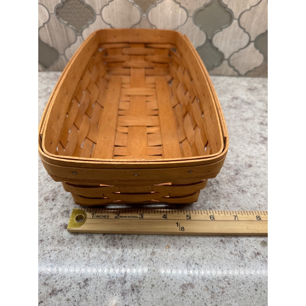 Longaberger Handwoven Rectangular Bread Basket Dresden Ohio USA Brown 14x7.5x3.5 - Picture 3 of 6